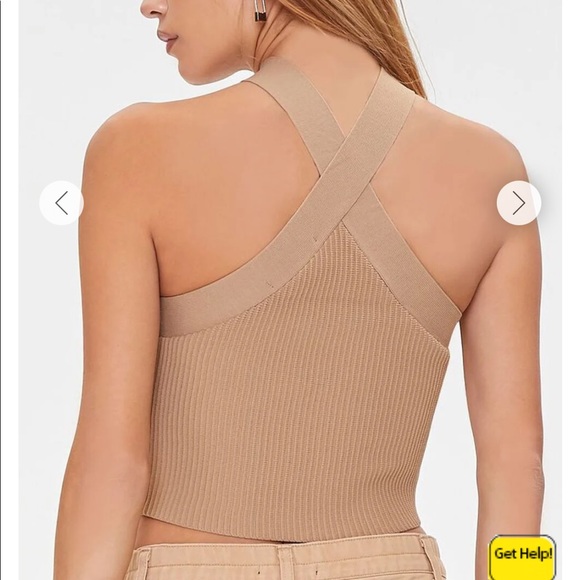 Forever21 Sweater-Knit Halter Crop Top in Cappuccino Brown NWT — Medium - Picture 4 of 6